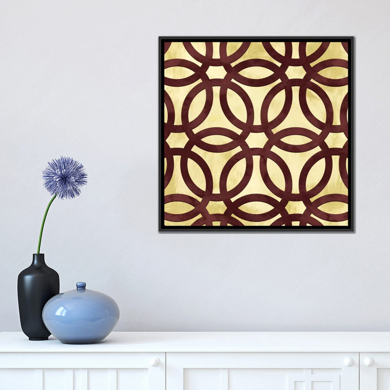 Albree Modern Rings, impression sur toile, H 18 po x l 18 po x P 1,5 po, Toile avec cadre flottant noir, Pas de tapis