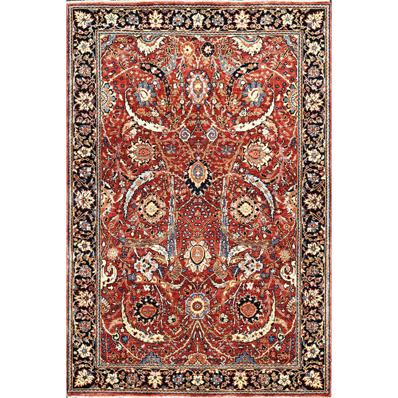 Hand Knotted Wool Oriental Area Rug, Rectangle 4' x 6'