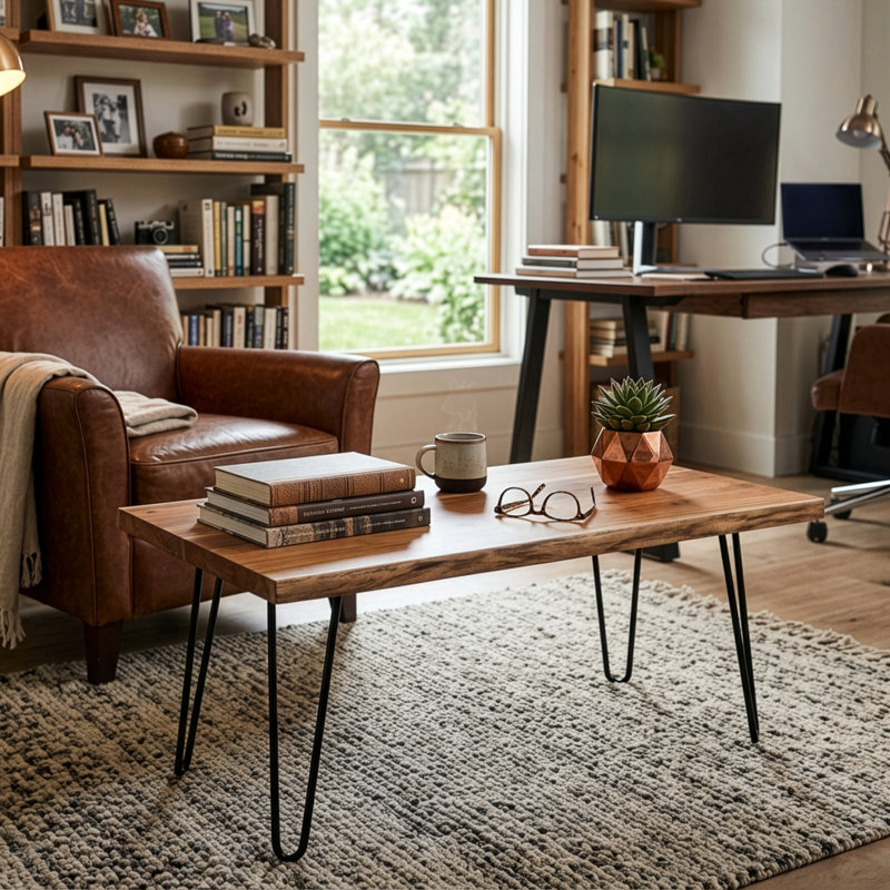 Bexton Live Edge Solid Wood Coffee Table, 18" H x 48" L x 32" W