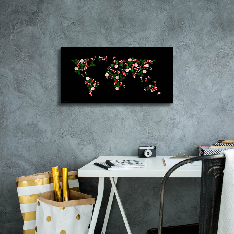 «Christmas Map» par Mark Ashkenazi, art mural sur toile, H 12 po x l 24 po x P 0,75 po
