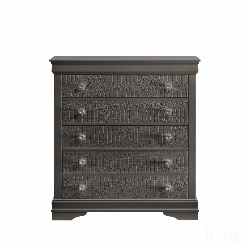 5-Drawer Chest, Modern Style  Woodenen Construction, Gray