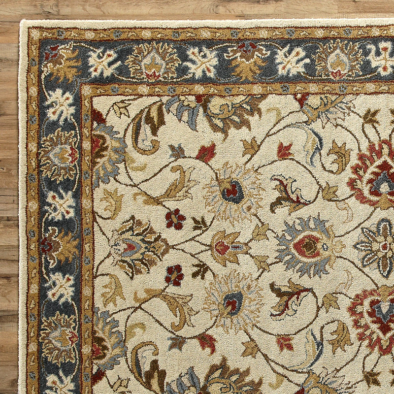BuckHill Oriental Handmade Tufted Wool Tan Area Rug, Rectangle 4' x 6'