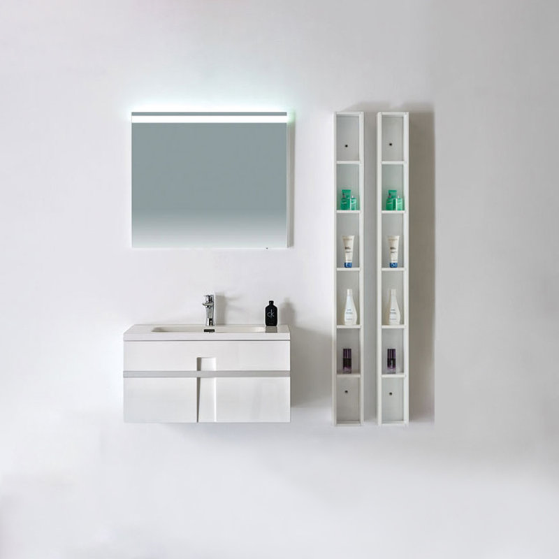 Ensemble de meuble-lavabo de salle de bain simple fixé au mur 32 po avec miroir Antonetta