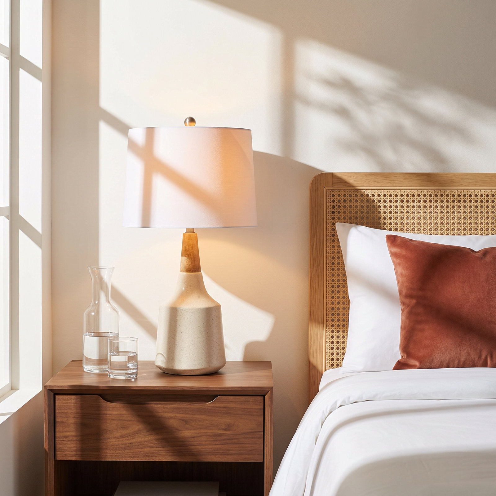 Scotia Ceramic Table Lamp, Cream, Beige