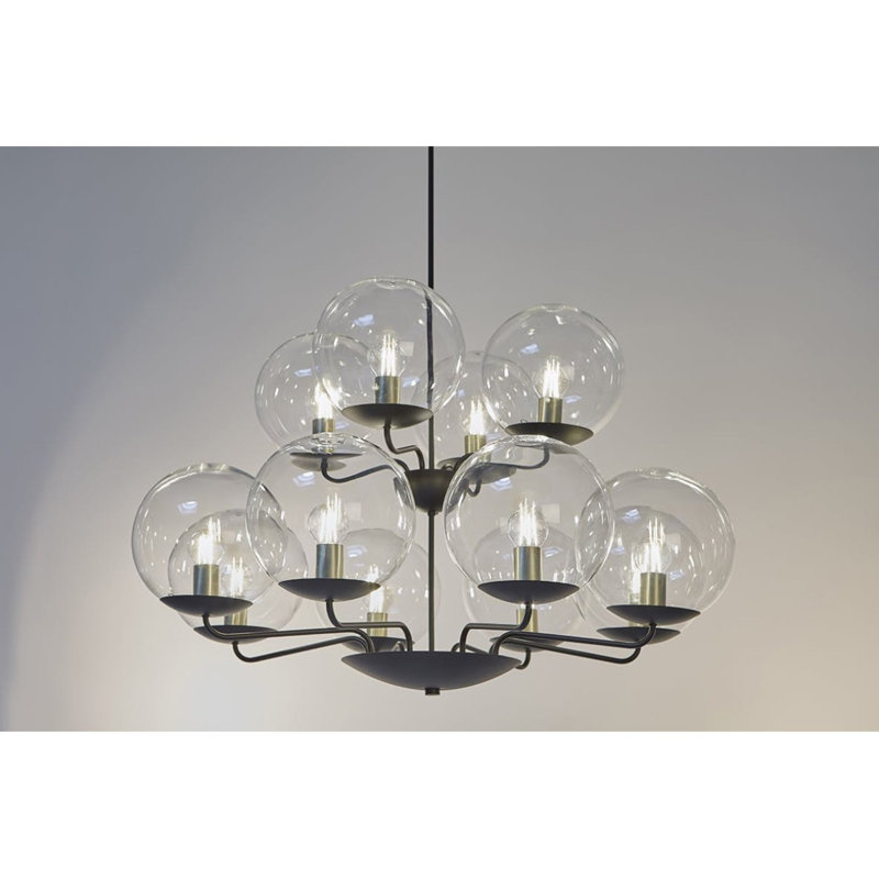 Lustre suspendu en fer clair à intensité variable Madhuri Ilfari, Transparent, Laiton brossé