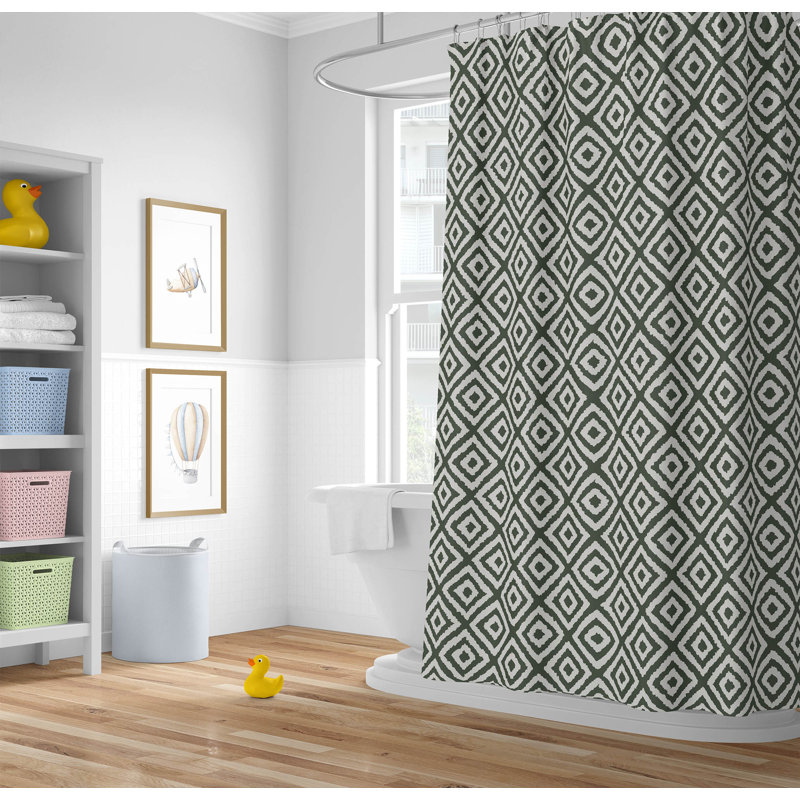 Ikat Grunge Ultra-Thin Lightweight Shower Curtain, Green/Chimichurri