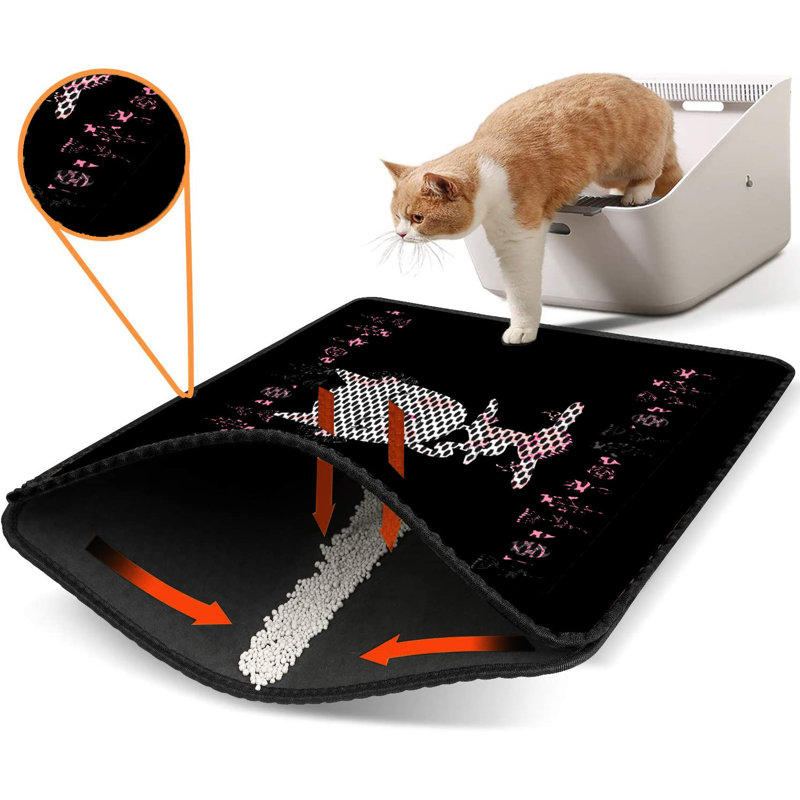 Tapis pour litière de qualité supérieure, 18 po x 24 po | 50% PVC / 50% polyester, lavable à la machine et passer l'aspirateur | Conception durable et facile à nettoyer pour les propriétaires d'animaux de compagnie | Protégez vos planchers des dégâts de la litière