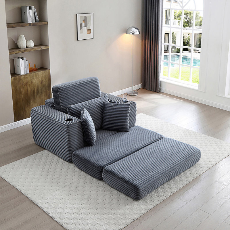 Canapé-lit modulaire 3-en-1 surdimensionné de 52,4 po de style nuage et confortable, parfait pour la détente et une utilisation polyvalente