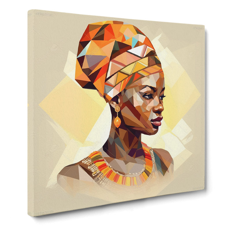 African Woman Polygon - No Frame Print, 50cm H x 50cm W x 3cm D