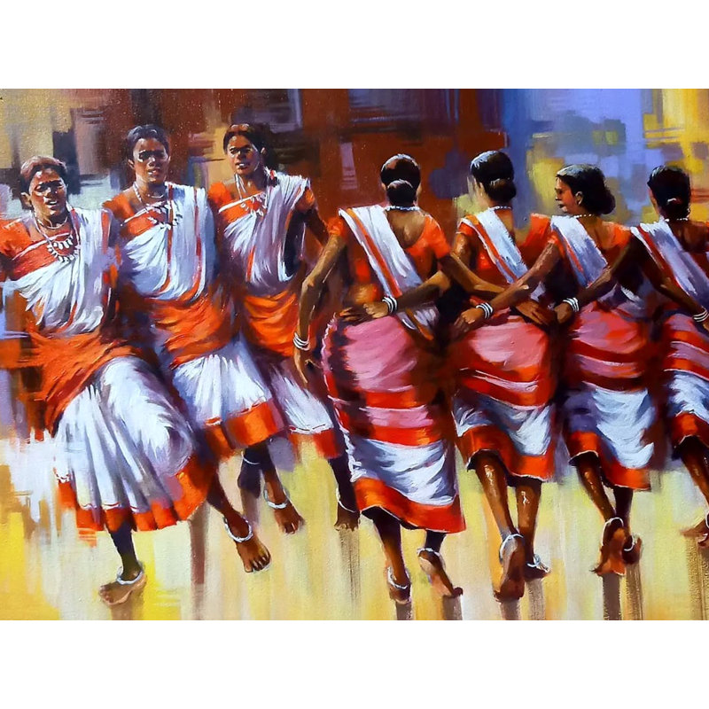 Jhumar Traditional Dance - Célébration Voir | Acrylique sur toile | Par Praween Karmakar