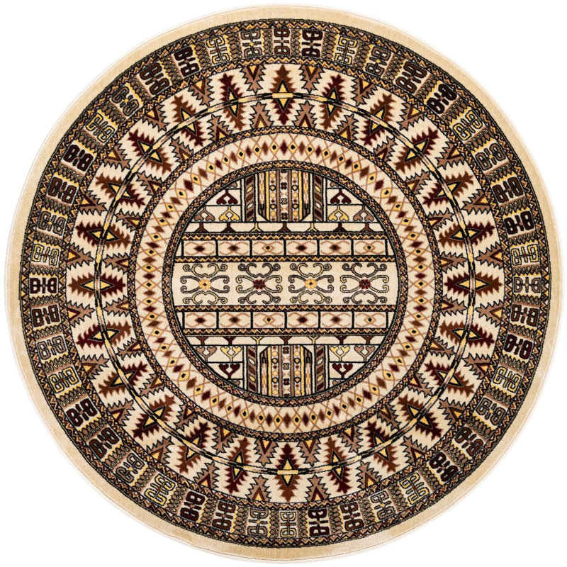 Tapis beige Aucun, Rond 6 pi 1 po