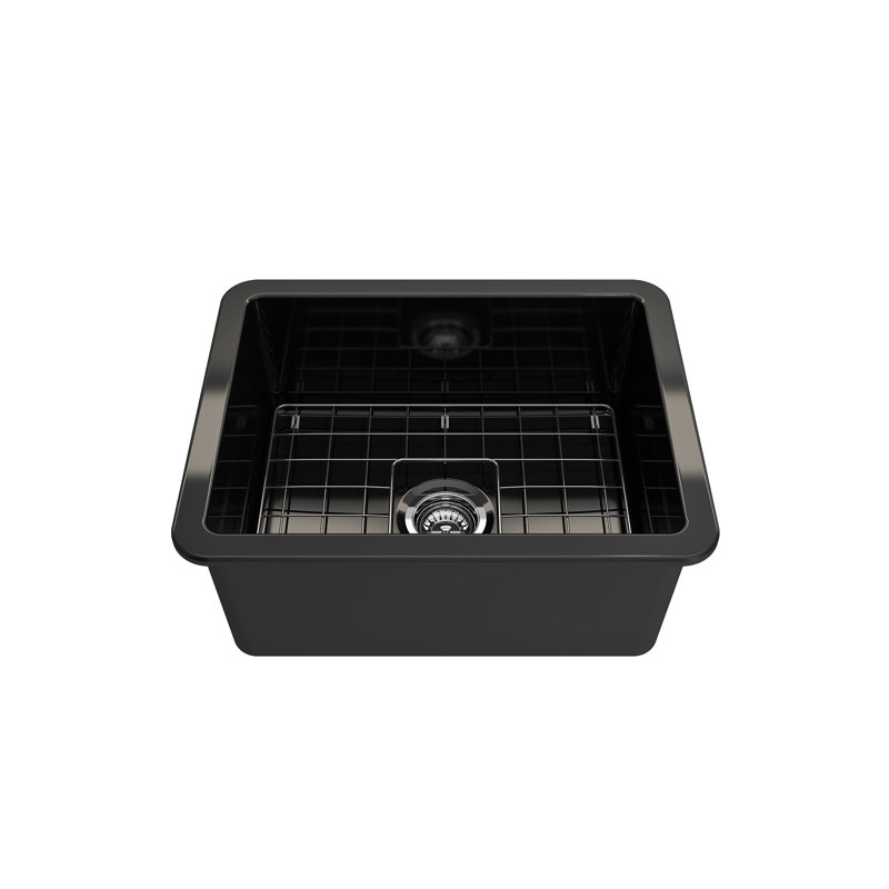Sotto 24'' L Single Bowl Fireclay Kitchen Sink, Black