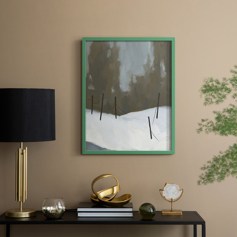 Deep Snow IV Framed Print - Solid Wood, 11" H x 9" W, Green Framed