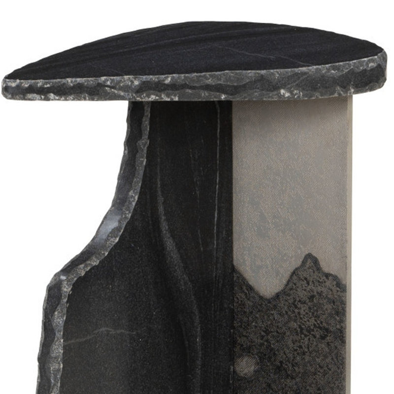 24" Black Marble Pedestal End Table