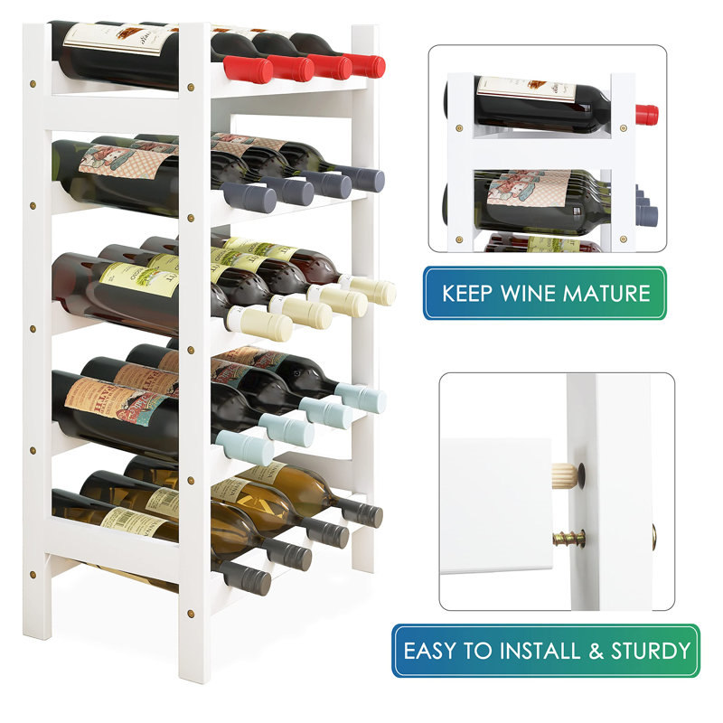 20 Bottle Wine Bottle Rack, White