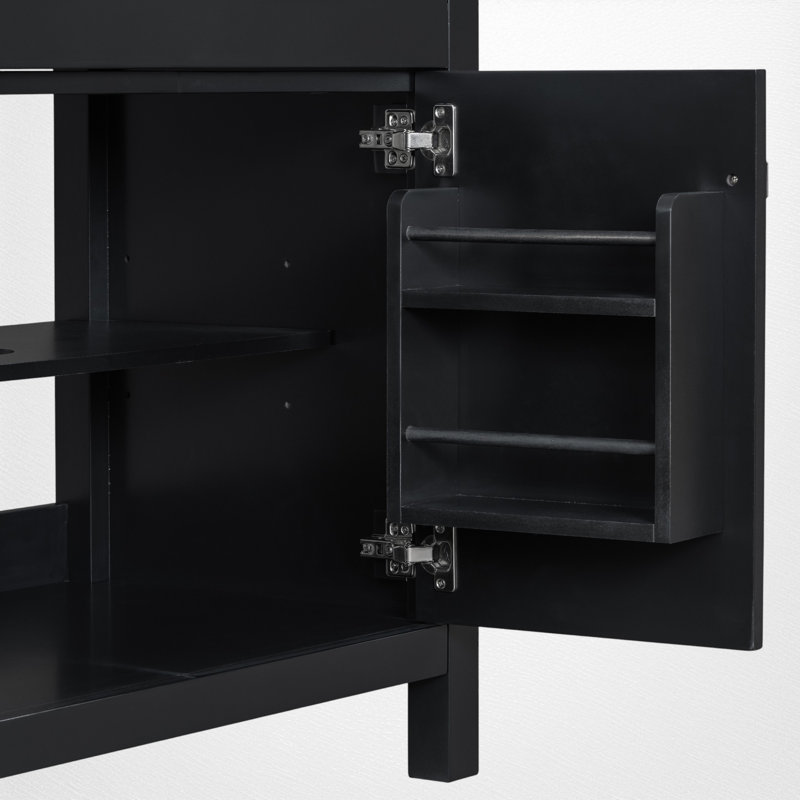 30" Single Bathroom Vanity With Ceramic Top, Black