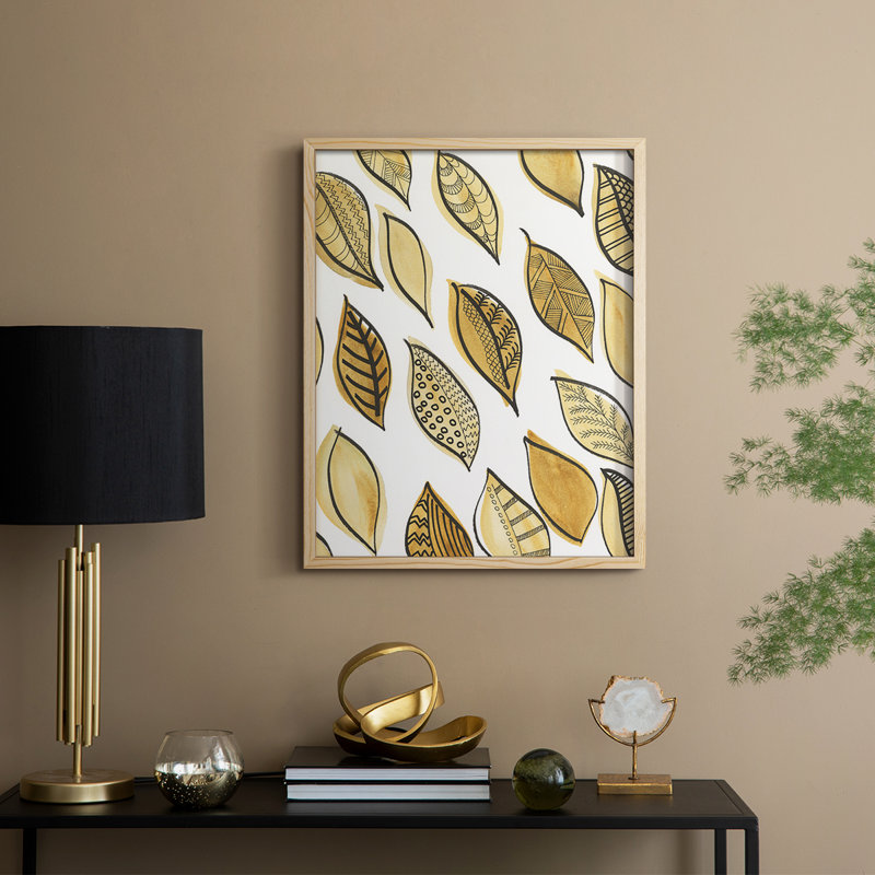 Reproduction encadrée de motifs de feuilles à motif II - bois massif