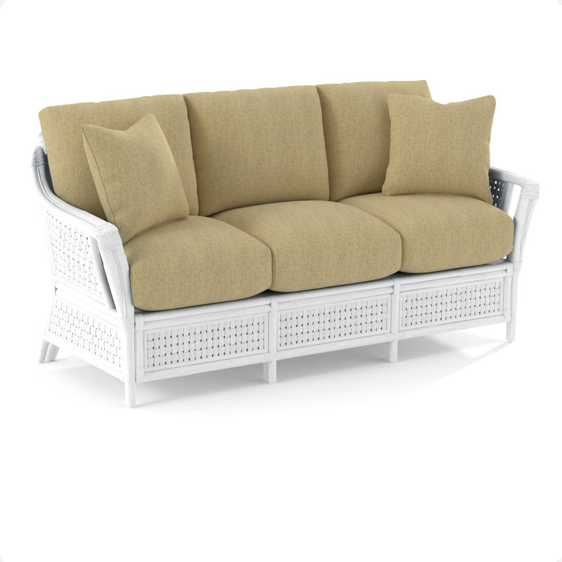 Boca Upholstered 78'' Sofa, Frost White, Beige Sugar Performance