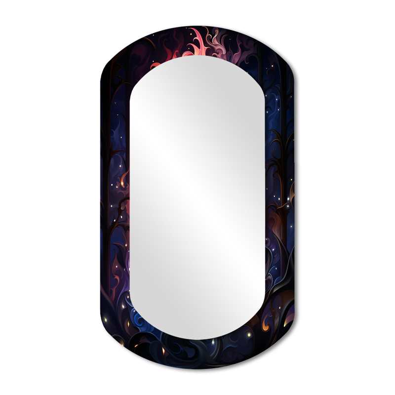 «Whittenburg Rainbow Flames Whirling - Shapes Unique Shape Decorative Wall Mirror, Modern Freeform Mirror, Art imprimé en métal