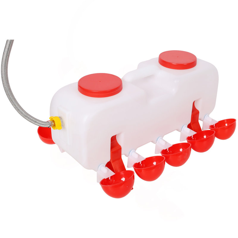 Abreuvoir à poulet automatique avec 10 tasses, distributeur d'eau facile à démonter et à nettoyer, pour les poulets et les oies