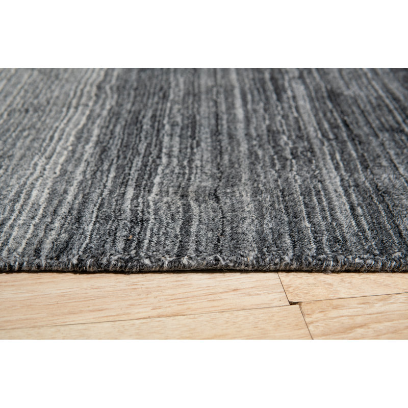 Tapis gris anthracite en laine fait à la main Anayra, Rectangle 5 pi x 8 pi