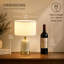 Ensemble de 2 lampes de table blanches en céramique sans cordon avec abat-jour amovible en tissu pour chambre à coucher et salon-2004239693
