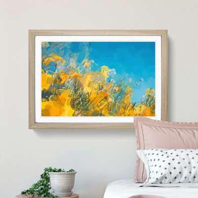Yellow Blooming Flowers in Abstract - Picture Frame Graphic Art Print