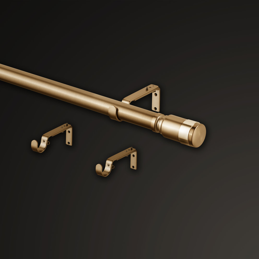 Mode Premium Collection 1 1/8 in Diameter Curtain Rod, Cylinder Finials and Steel Wall Mounted Adjustable Rod MODE 