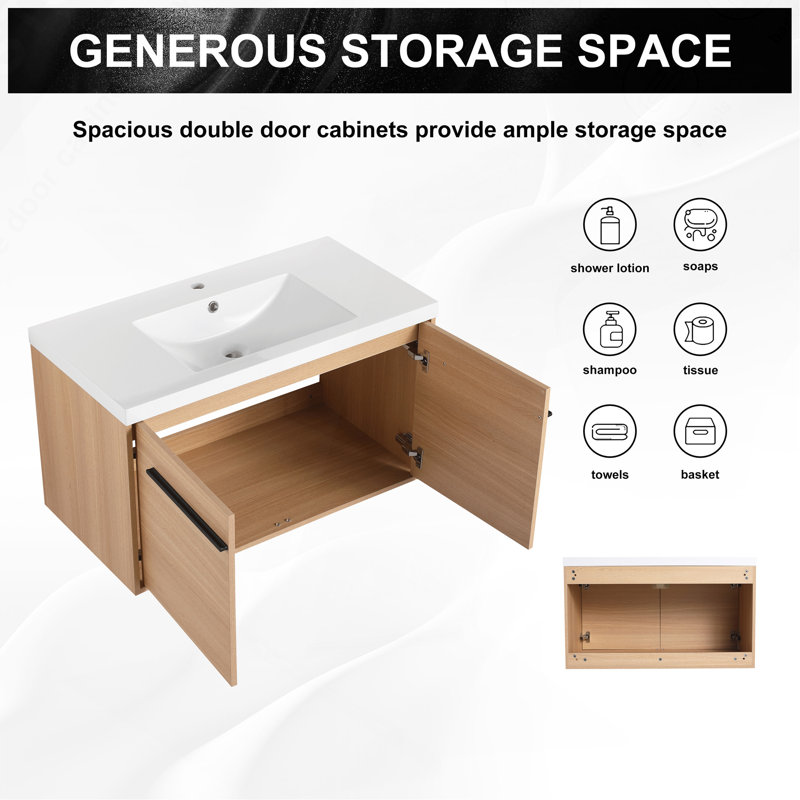 Ensemble de meuble-lavabo 36 po avec lavabo à poser en résine 36 po, 2 portes