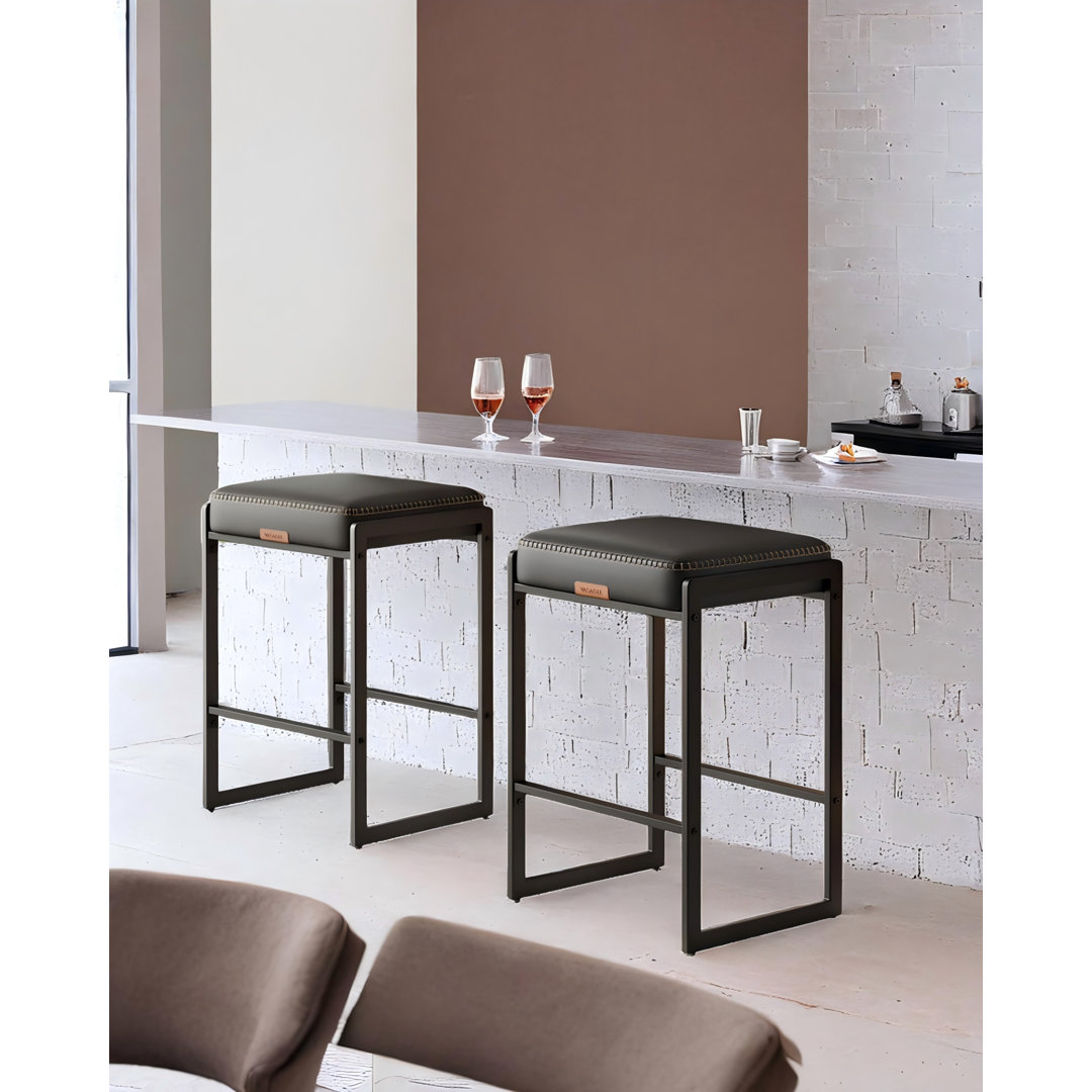 Bar Stools Set of 2, Counter Height Bar Stools, Synthetic Leather with Stitching (Set of 2) VASAGLE 