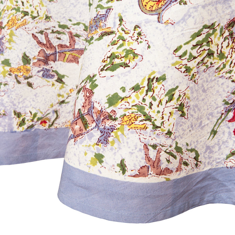 Renne Gray/Blue/Red Round Tablecloth, 90" x 90"