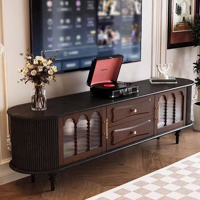Meuble télé de style français avec rangement rétro, H 23,62 po x L 78,74 po x l 15,75 po