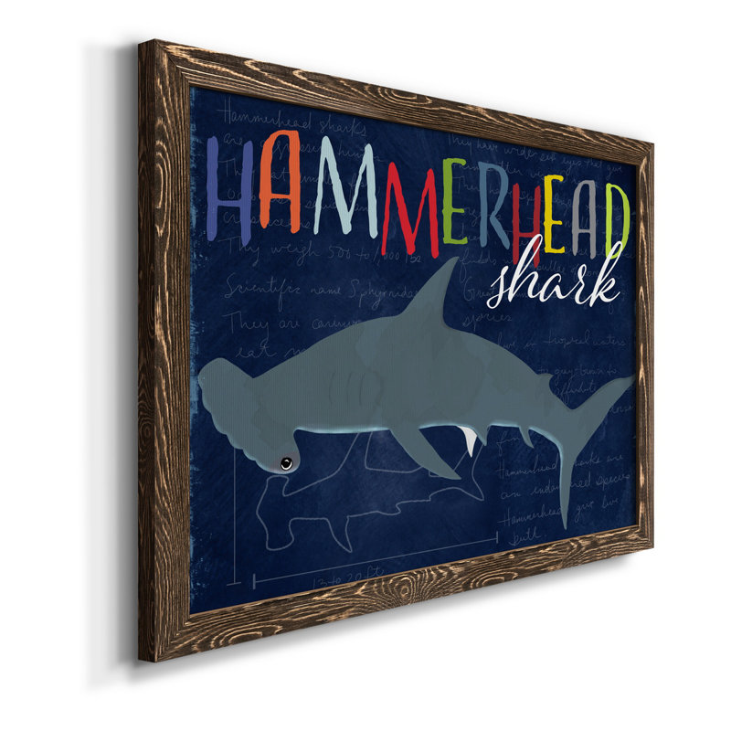 " Hammerhead Shark " Painting Print, Walnut, 20" H x 17" W x 1.5" D