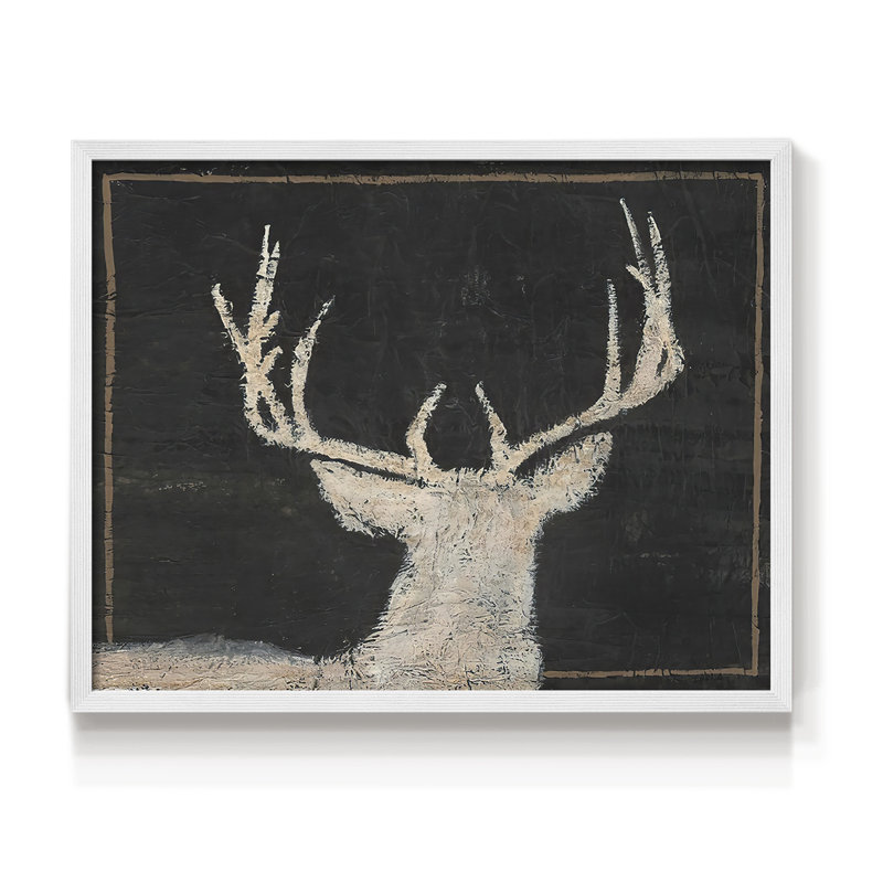 Brow Tine Deer II - Reproduction encadrée - Restickable, H 8 po x l 10 po, Blanc