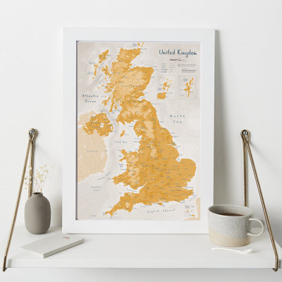 UK as Art Map - Saffron 1 Piece Single Picture Frame Wall Art