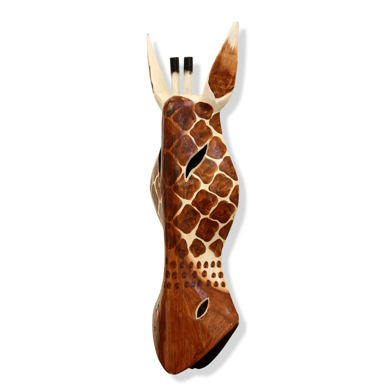 Décoration murale masque tribal girafe, H 12 po x l 5 po x P 1,5 po