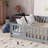 Twinkle Modern Floor Bed Set With Door, Rubber Wood And Safety Guardrails-115630466-115630471