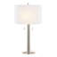 Ensemble de 2 lampes de table contemporaines en nickel poli de 29 po avec abat-jour en lin blanc