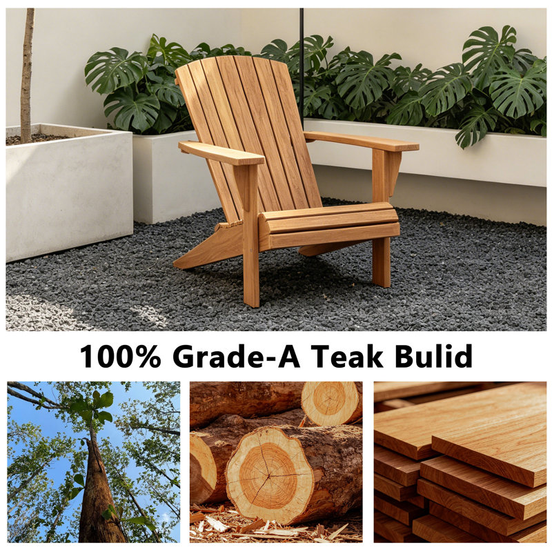 Outdoor Patio Teak Curveback Adirondack Chair