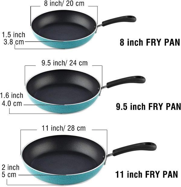 Not A Square Pan - 3Pc Frypan Set 8, 9.5 And 11 Gray 11.0 in, Aluminum, Wayfair Canada