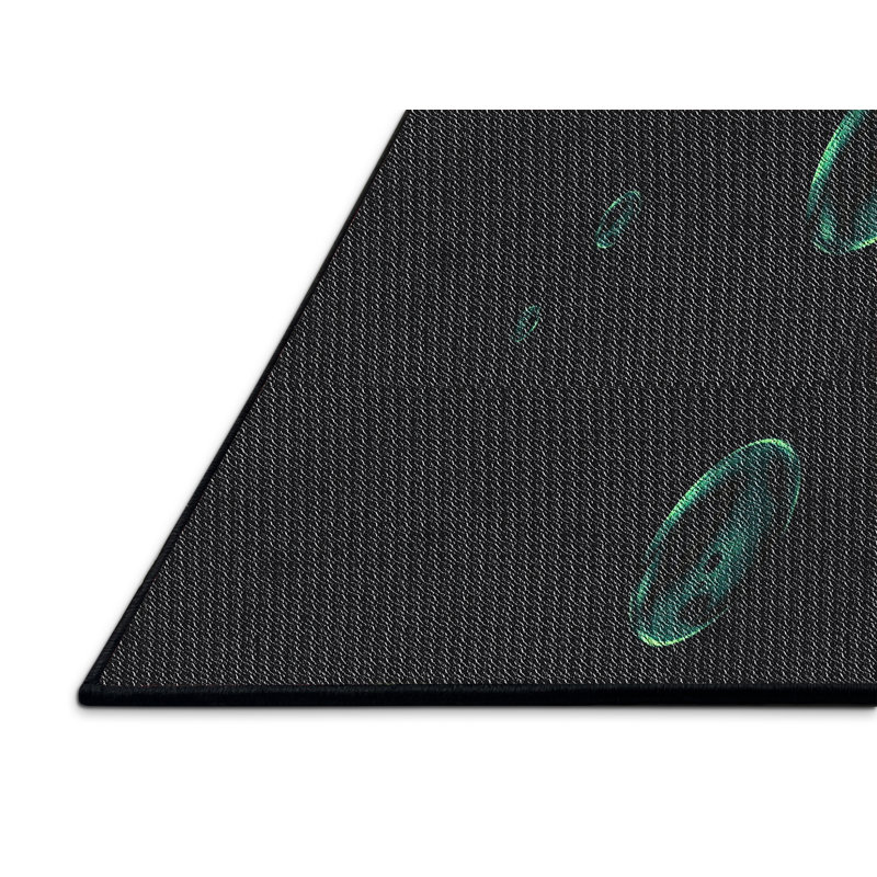 Tapis vert/noir à motifs, Rectangle 5 pi x 7 pi