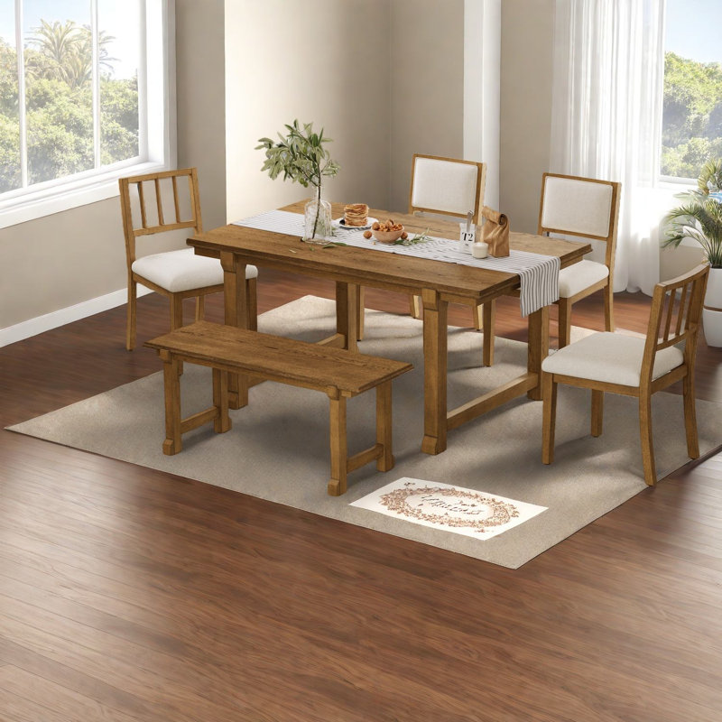 Ensemble de table de salle à manger (doit inclure à la fois la table et la chaise), 6 pièces en bois de ferme