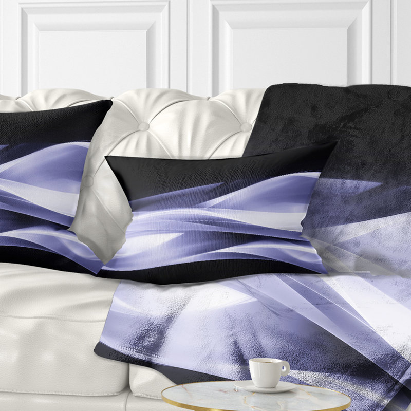 Fractal Lines mauve en noir - coussin imprimé abstrait