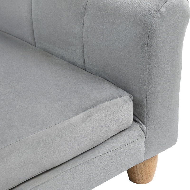 Elegant Gray Faux-Velvet Elevated Dog Bed with Wood Legs