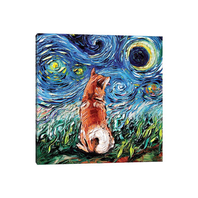 " Shiba Inu Night " Oil Painting