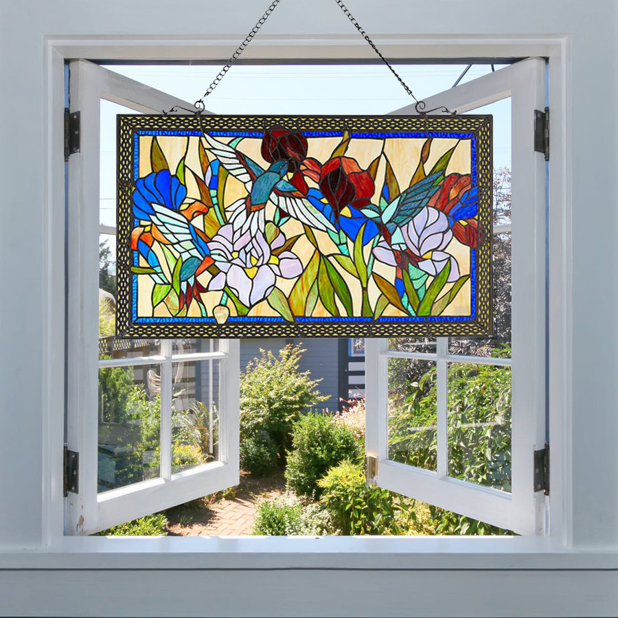 Fine Art Lighting Stained Glass Hummingbird Window Panel Fine Art Lighting