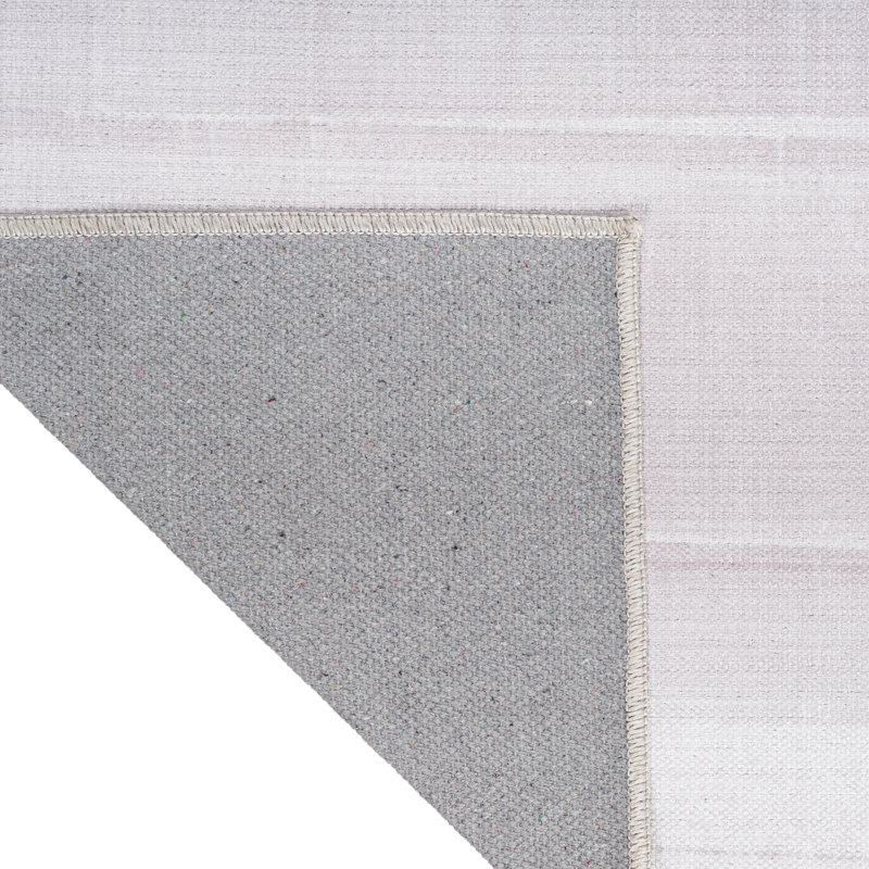 Tapis en coton / polyester abstrait lavable à la machine en crème / ivoire, Rectangle 2 pi 8 po x 4 pi