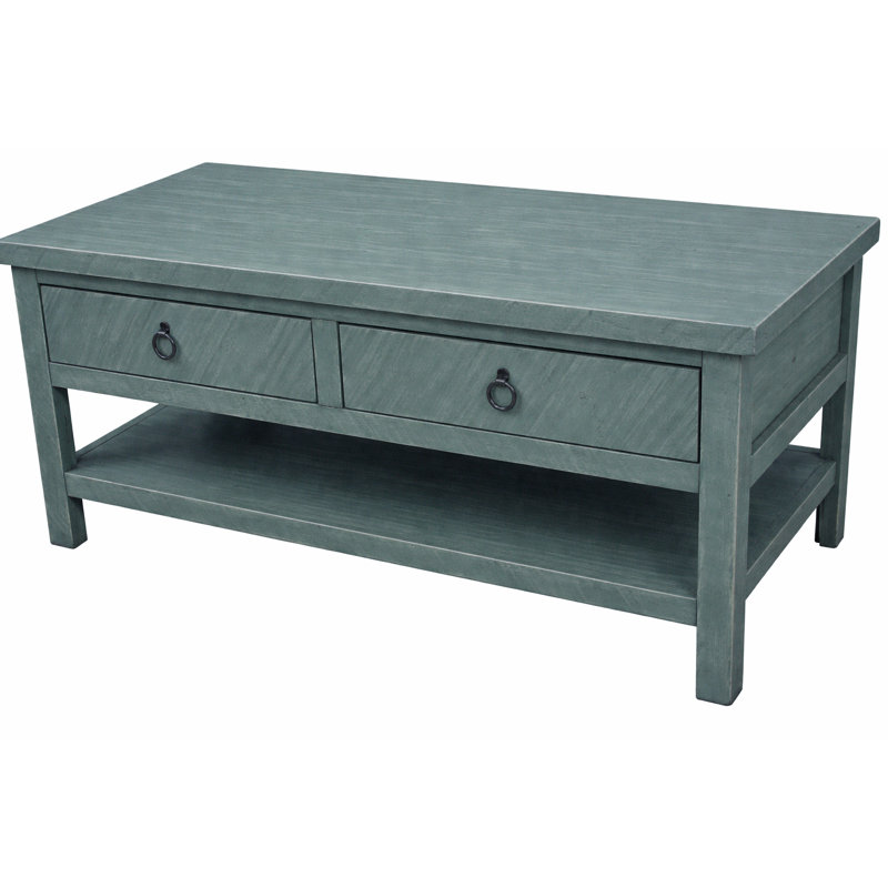 Bloomingdale Solid Wood Coffee Table, Dark Blue