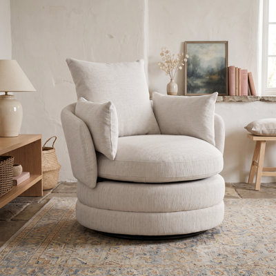 Upholstered Swivel Barrel Chair