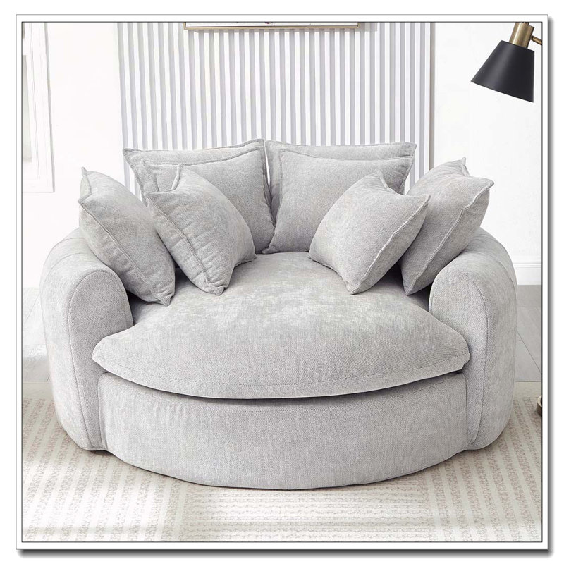 Fauteuil d'appoint rembourré en tissu chenille, Gris clair